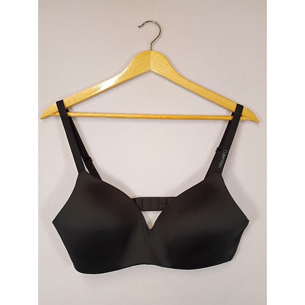 Minimalist Calvin Klein Womens M Black Wireless Seamless Logo T-Shirt Bra QP3423